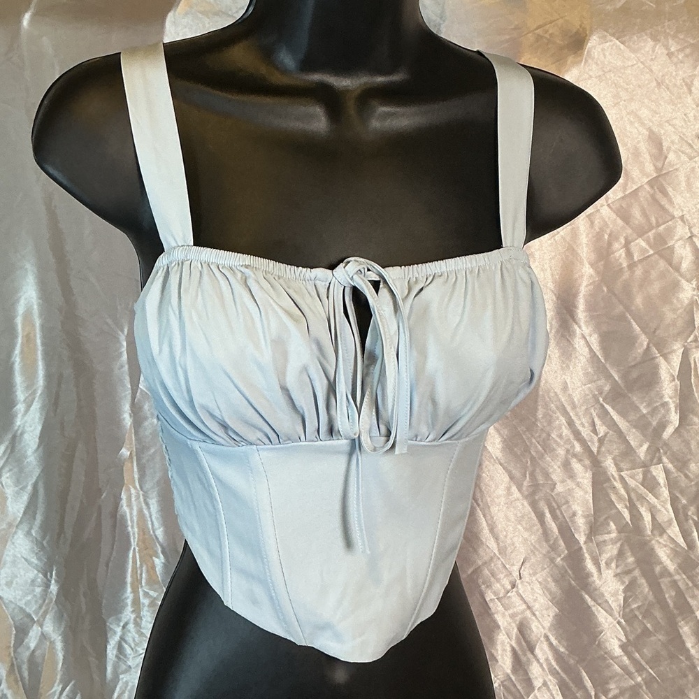 Kendall & Kylie Light Blue Tie-Front Corset A0214